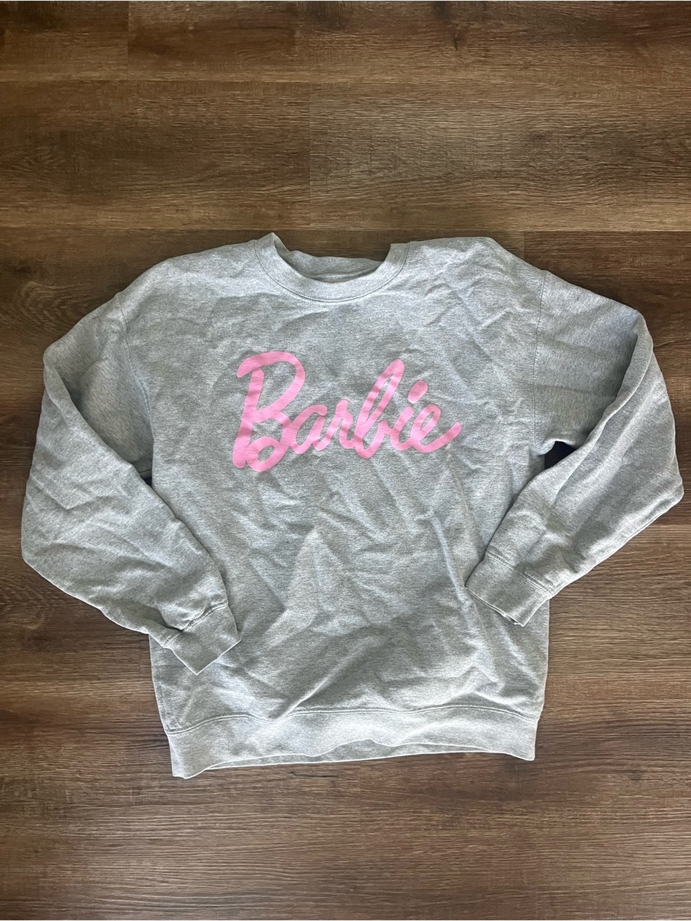 Barbie Gray Crewneck Sweatshirt with Pink Logo